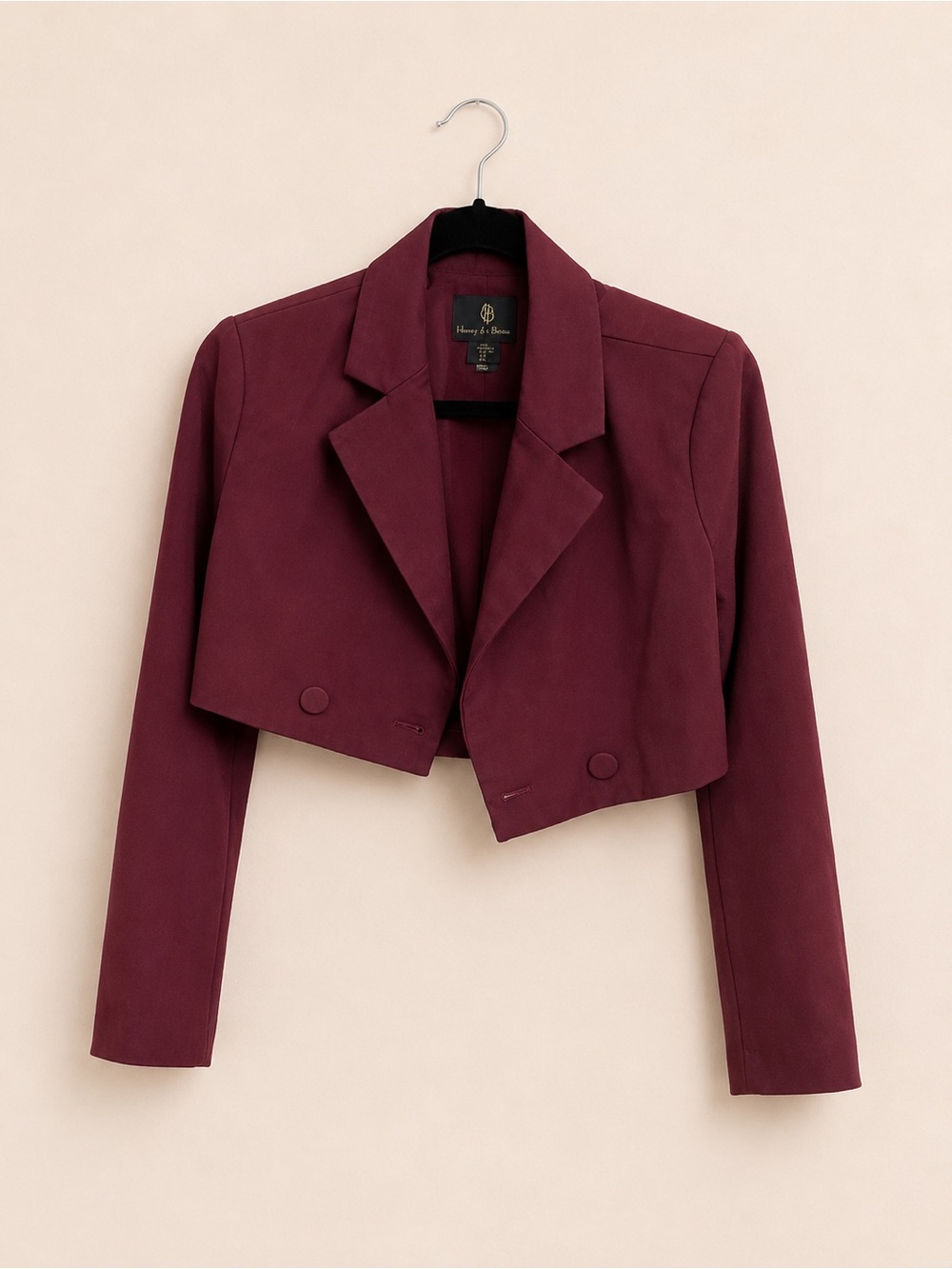 House of Harlow 1960 Burgundy Cropped Blazer – Size S + FREE Denim Skirt